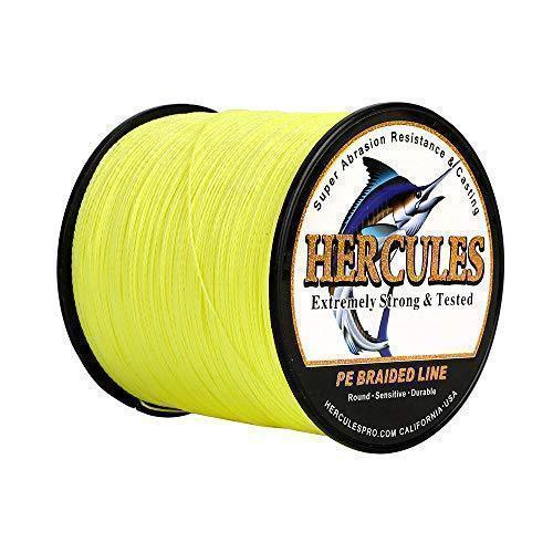 HERCULES Super Strong 300M 328 Yards Braided Fishing Line 15 LB Test for Saltwater Freshwater PE Braid Fish Lines 4 Strands - Fluorescent Yellow, 15LB (6.8KG), 0.16MM Promo