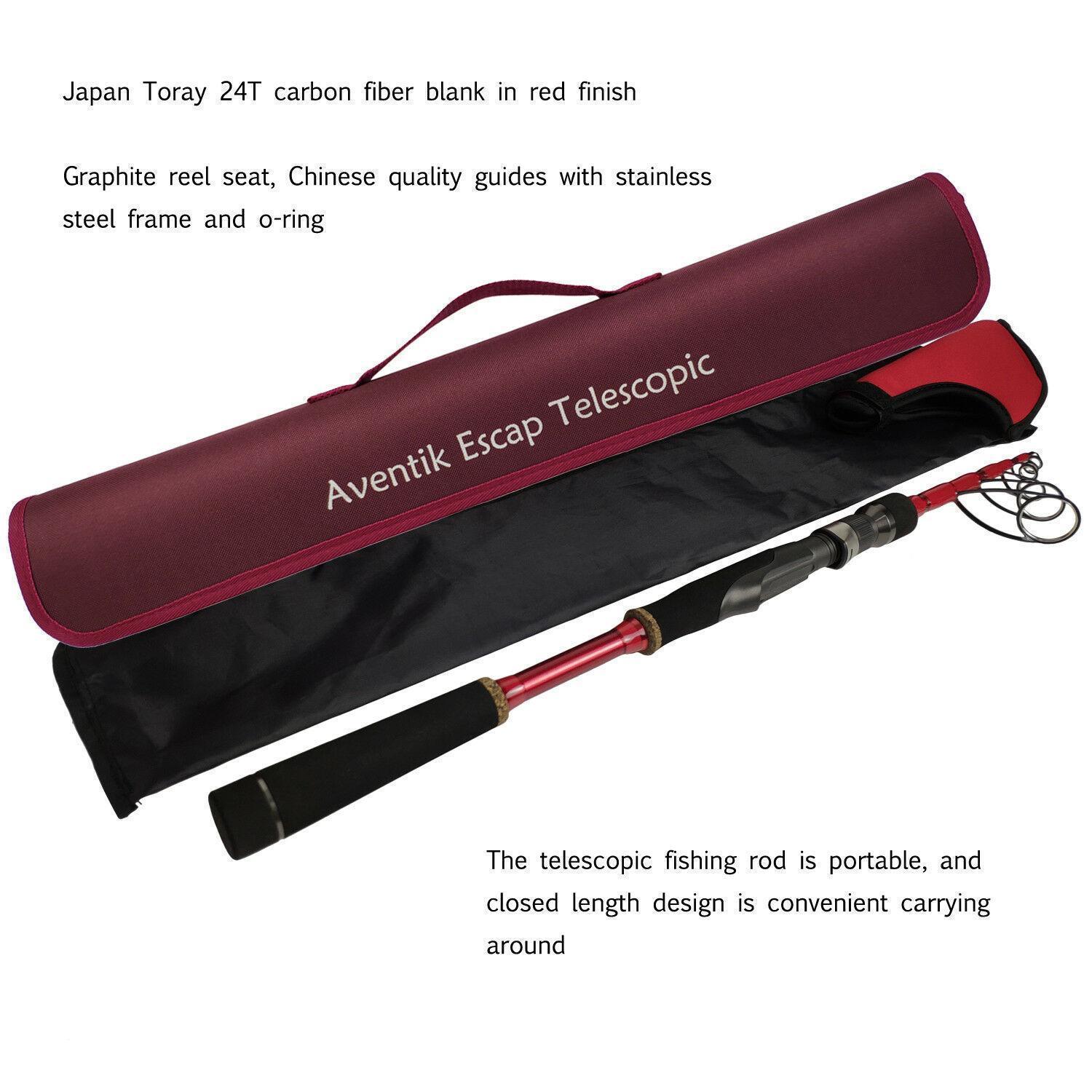 Aventik Escape 24T Carbon Freshwater Saltwater Spinning Casting Telescopic Fishing Rod Promo